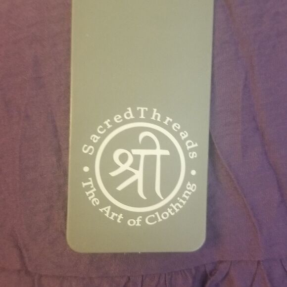 Sacred Threads Dress Women's Size Medium Purple Boho Short Sleeve Floral New - Picture 5 of 9